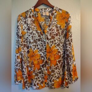Wear It  Floral Print Long Sleeve Button-Up Blouse Size 1
